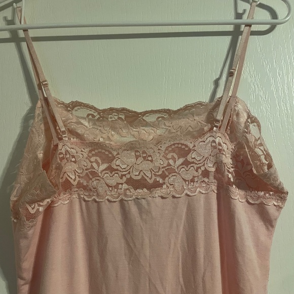 Vintage V.1 Couture Y2K Pink Lace Trim Cami Tank Size XL Cottage Whimsy Basic - Picture 5 of 7
